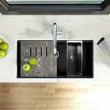 Plymouth Collection Granite Composite Workstation Sink In Matte Black