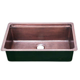 Brightwork Collection Hammered Copperl Large Single Bowl Prep Station Sink. Sink Includes Accacia Cutting Board
