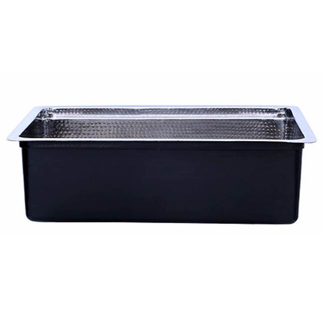 Brightwork Collection Hammered Stainless Steel Large Single Bowl Prep Station Sink. Sink Includes Accacia Cutting Board