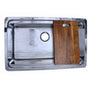 Nantucket Sinks - Brightwork Collection Hammered Stainless Steel Large Single Bowl Prep Station Sink. Sink Includes Accacia Cutting Board - Polished Stainless Steel