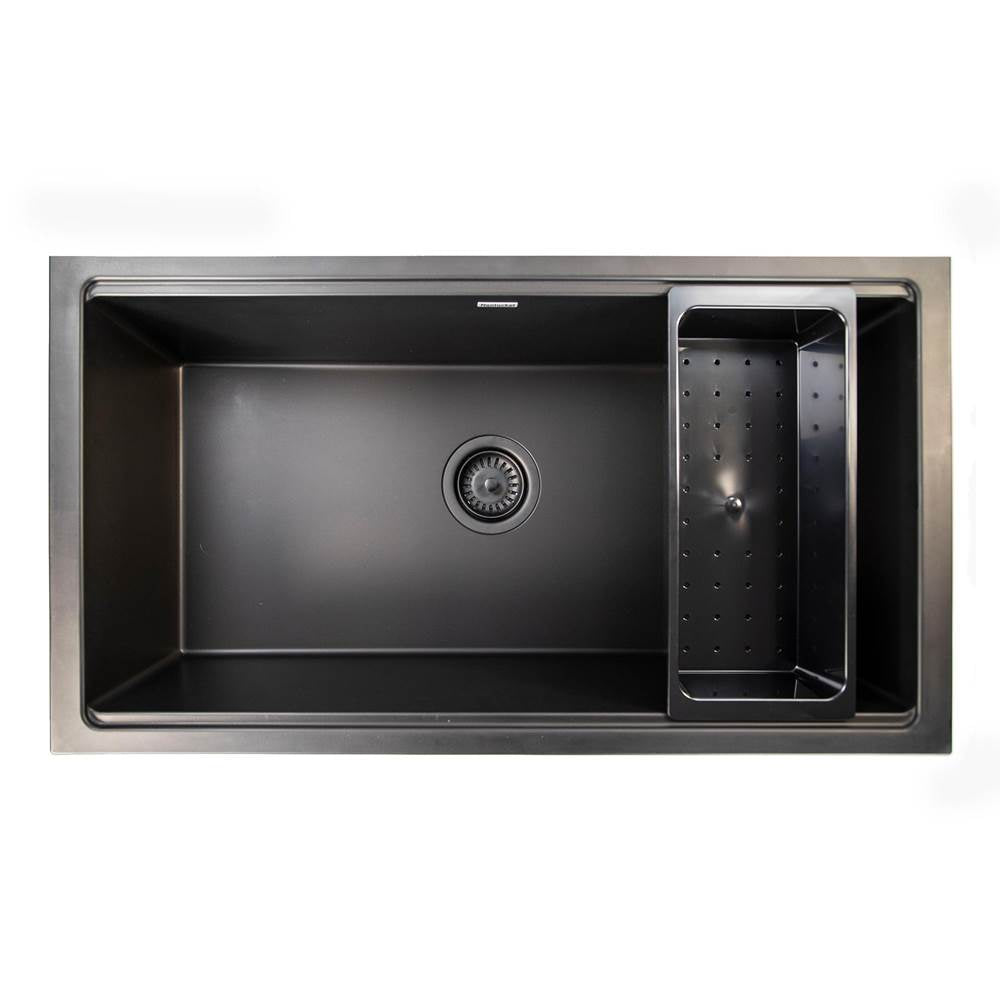 Plymouth Collection Granite Composite Workstation Sink In Matte Black