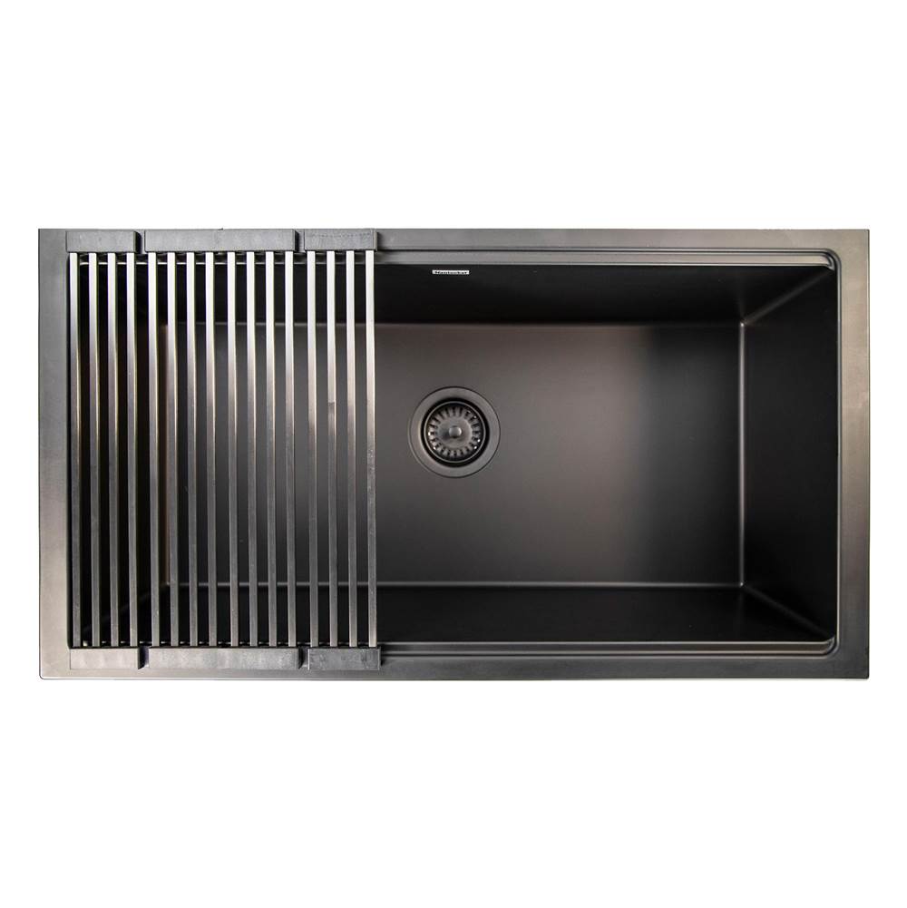 Plymouth Collection Granite Composite Workstation Sink In Matte Black