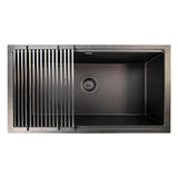 Plymouth Collection Granite Composite Workstation Sink In Matte Black