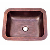 Hammered Copper Rectangle Bar Sink