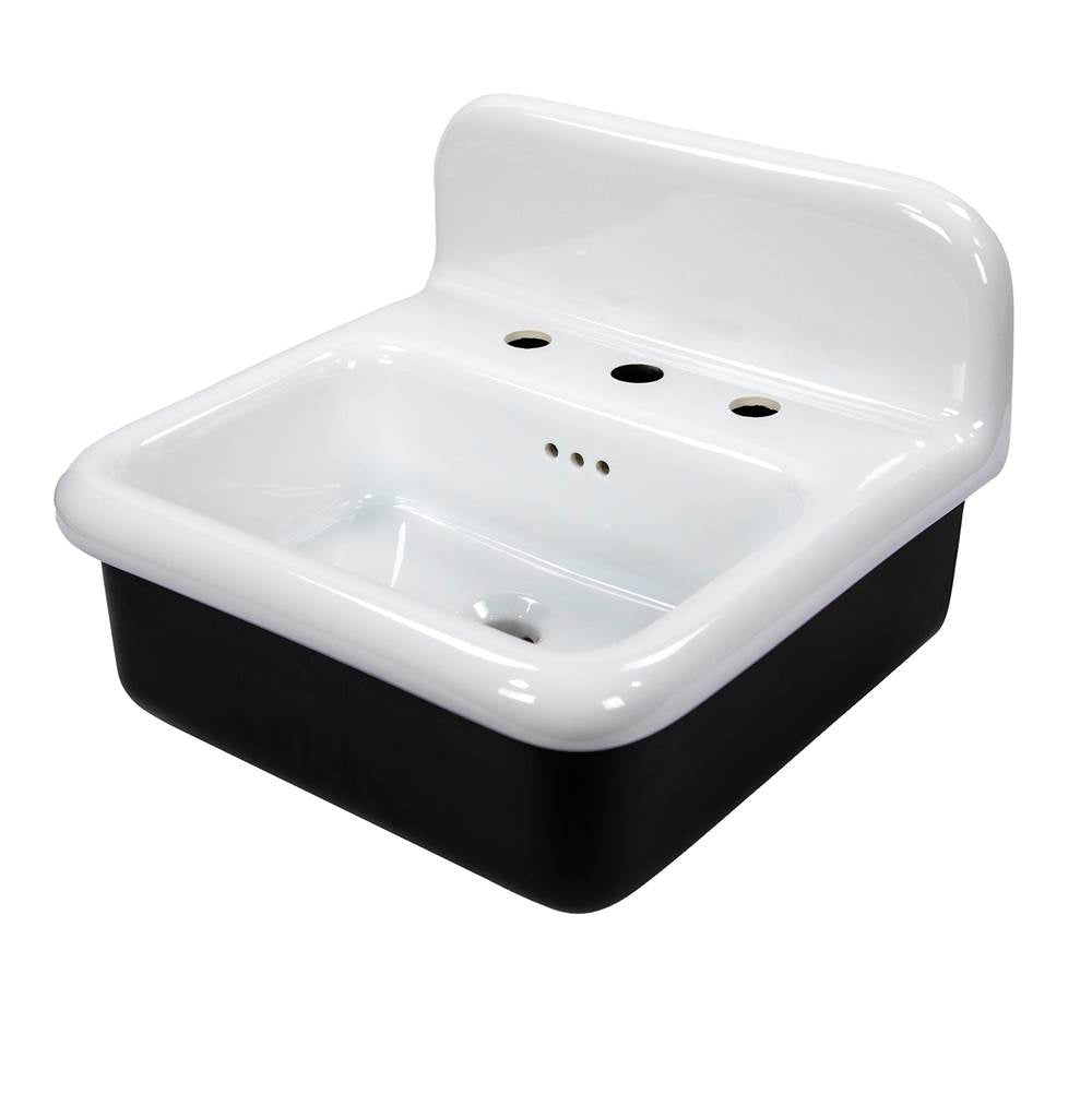 Fireclay 30'S Style Sink In White With A Black Bottom