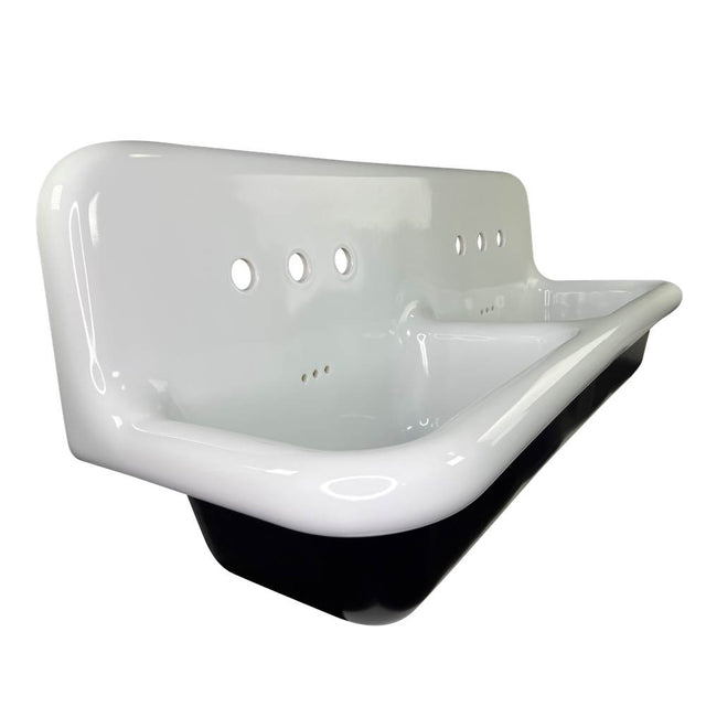 Nantucket Sinks - Fireclay Utility Sink In Black,White - Porcelain Enamel Glaze Black Bottom Whie Top