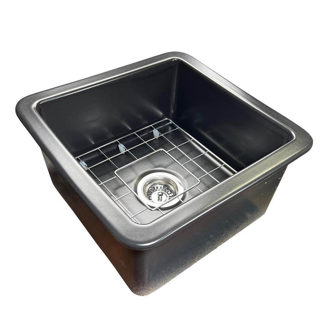 Nantucket Sinks - 18-Inch Undermount Fireclay Kitchen Sink Finished In Matte Black - Glazed