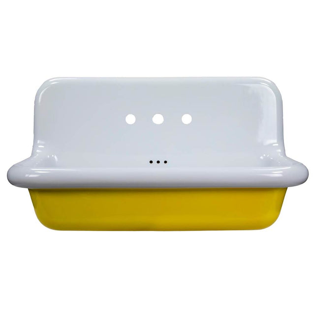 Nantucket Sinks - Fireclay Utility Sink In Yellow/White - Porcelain Enamel Glaze