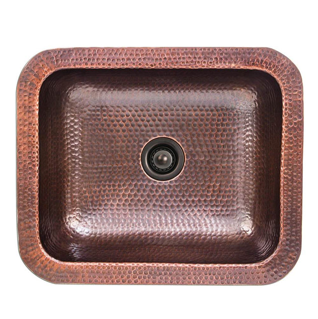 Nantucket Sinks - Hammered Copper Rectangle Bar Sink - Matte with a Lacquer