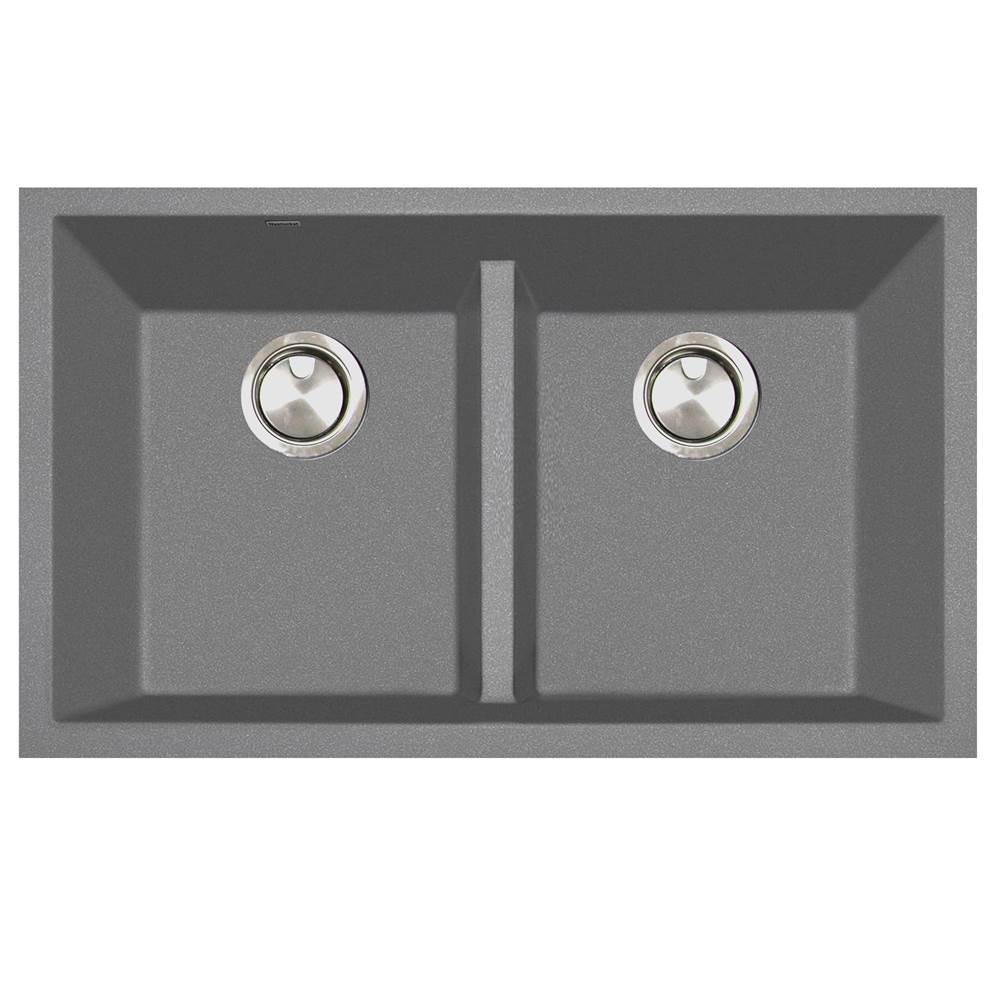 Nantucket Sinks - Undermount Double Equal Bowls With Low Divide - Granite Composite Titanium - Matte Titanium