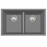Nantucket Sinks - Undermount Double Equal Bowls With Low Divide - Granite Composite Titanium - Matte Titanium