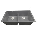 Undermount Double Equal Bowls With Low Divide - Granite Composite Black