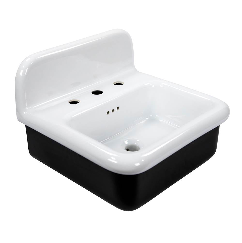 Nantucket Sinks - Fireclay 30'S Style Sink In White With A Black Bottom - Porcelain Enamel Glaze