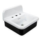Nantucket Sinks - Fireclay 30'S Style Sink In White With A Black Bottom - Porcelain Enamel Glaze
