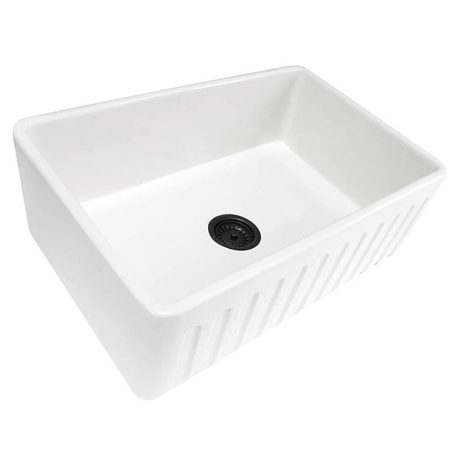Nantucket Sinks - 33 Inch Fireclay Farmhouse Kitchen Sink - Glazed White