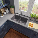 Undermount Double Equal Bowls With Low Divide - Granite Composite Black