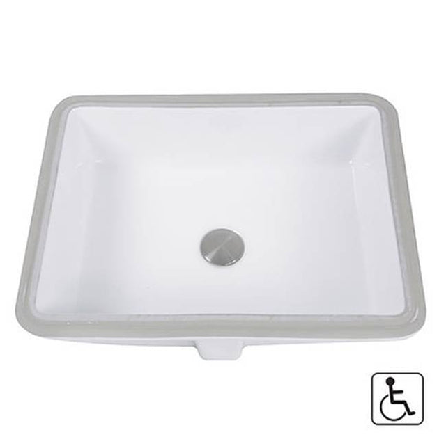 Nantucket Sinks - 17 Inch X 13 Inch Undermount Um-17X13-W Rectangle Ceramic Sink In White - Porcelain Enamel Glaze White