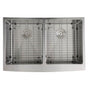 Nantucket Sinks - 33 Inch Double Bowl Farmhouse Apron Front Stainless Steel Kitchen Sink - Brushed Satin