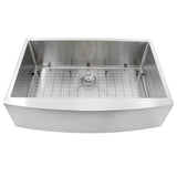 Nantucket Sinks - 33 Inch Pro Series Small Radius Farmhouse Apron Front Stainless Steel Sink - Brushed Satin