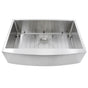 Nantucket Sinks - 33 Inch Pro Series Small Radius Farmhouse Apron Front Stainless Steel Sink - Brushed Satin
