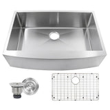 33 Inch Pro Series Small Radius Farmhouse Apron Front Stainless Steel Sink