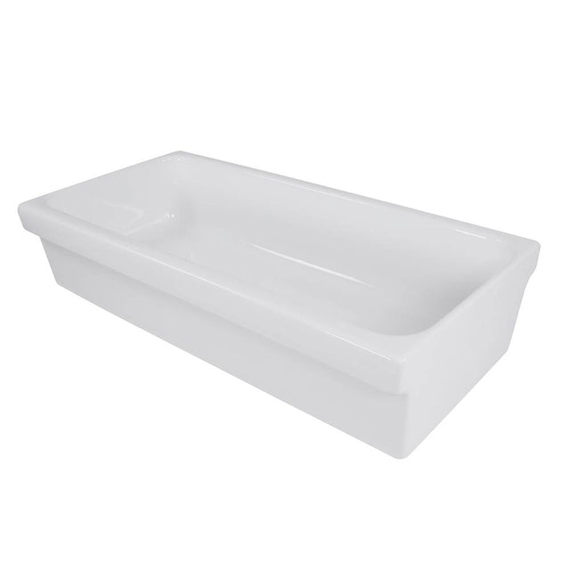 Nantucket Sinks - 35.5 Inch Rectangular Italian Fireclay Vessel Sink - Glazed White
