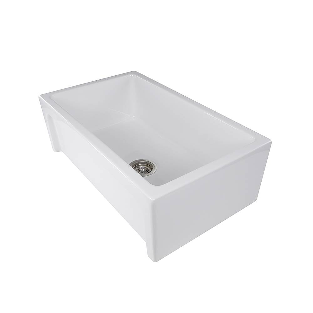 30 Inch Fireclay Farmhouse Apron Sink with reversible facades. Plain on one side and arched on the other