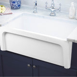 30 Inch Fireclay Farmhouse Apron Sink with reversible facades. Plain on one side and arched on the other