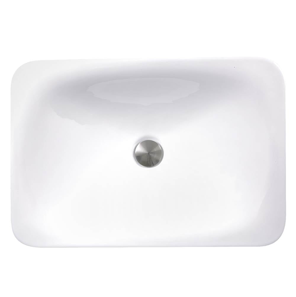 Nantucket Sinks - 21 Inch Rectangular Drop-In Ceramic Vanity Sink - Porcelain Enamel Glaze White