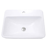Nantucket Sinks - 23 Inch 1-hole Rectangular Drop-In Ceramic Vanity Sink - Porcelain Enamel Glaze White
