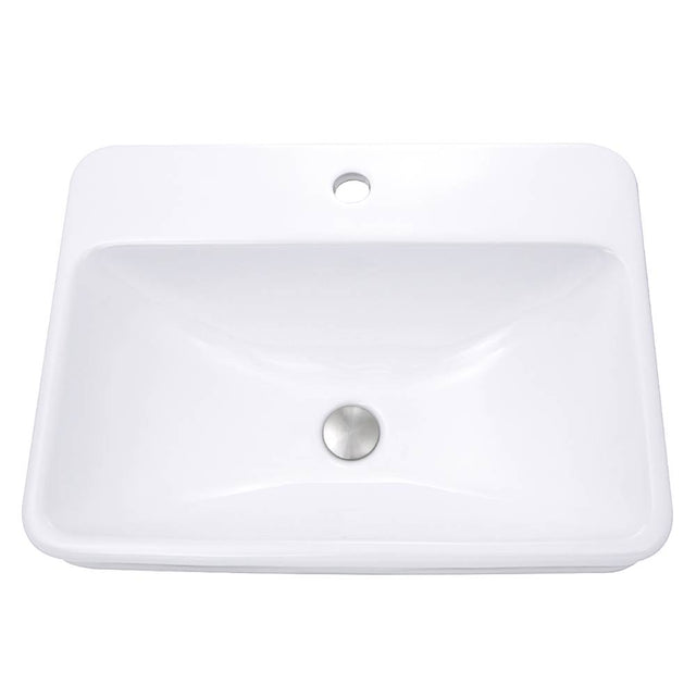 Nantucket Sinks - 23 Inch 1-hole Rectangular Drop-In Ceramic Vanity Sink - Porcelain Enamel Glaze White