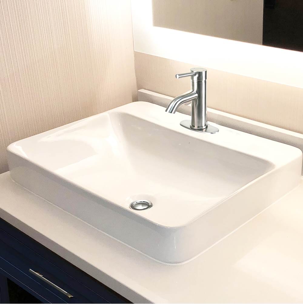 23 Inch 1-hole Rectangular Drop-In Ceramic Vanity Sink