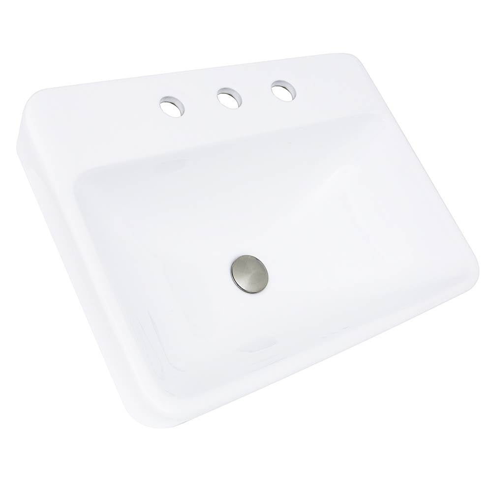 23 Inch 3-hole Rectangular Drop-In Ceramic Vanity Sink