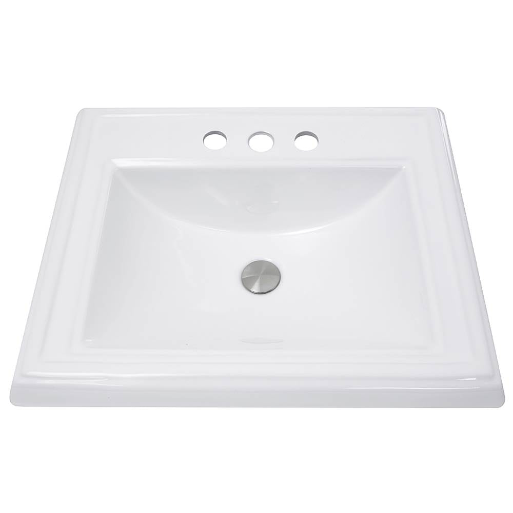 Nantucket Sinks - 23 Inch Rectangular Drop-In Ceramic Vanity Sink - Porcelin Enamel Glaze