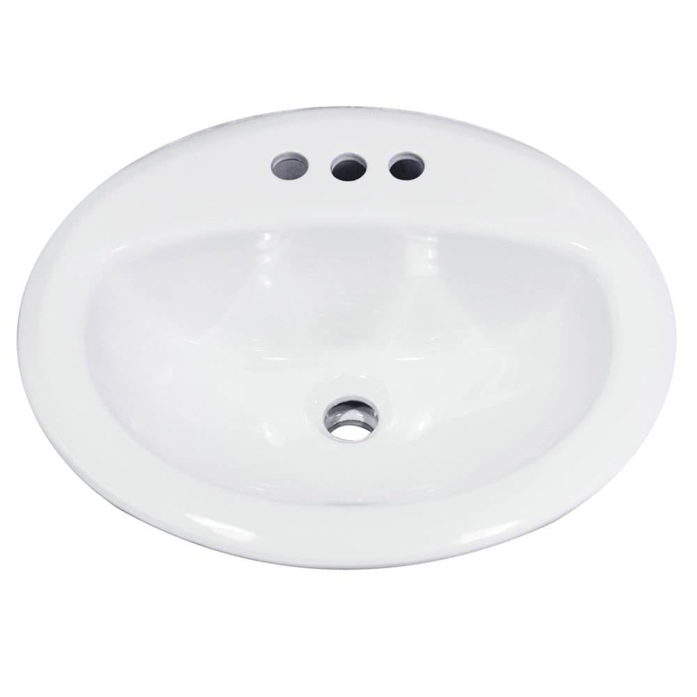 Nantucket Sinks - 20.25 Inch Drop-In Ceramic Vanity Sink - Porcelain Enamel Glaze White