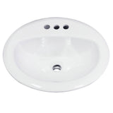 Nantucket Sinks - 20.25 Inch Drop-In Ceramic Vanity Sink - Porcelain Enamel Glaze White