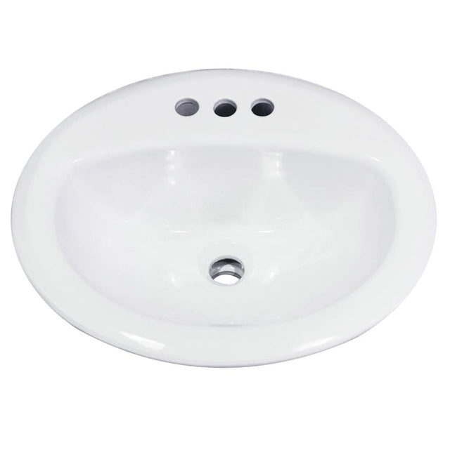 Nantucket Sinks - 20.25 Inch Drop-In Ceramic Vanity Sink - Porcelain Enamel Glaze White