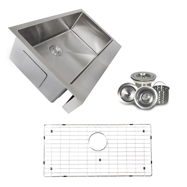 Nantucket Sinks - Patented Design Pro Series Single Bowl Undermount Stainless Steel Kitchen Sink with 5.5 Inch Apron Front - Brushed Satin