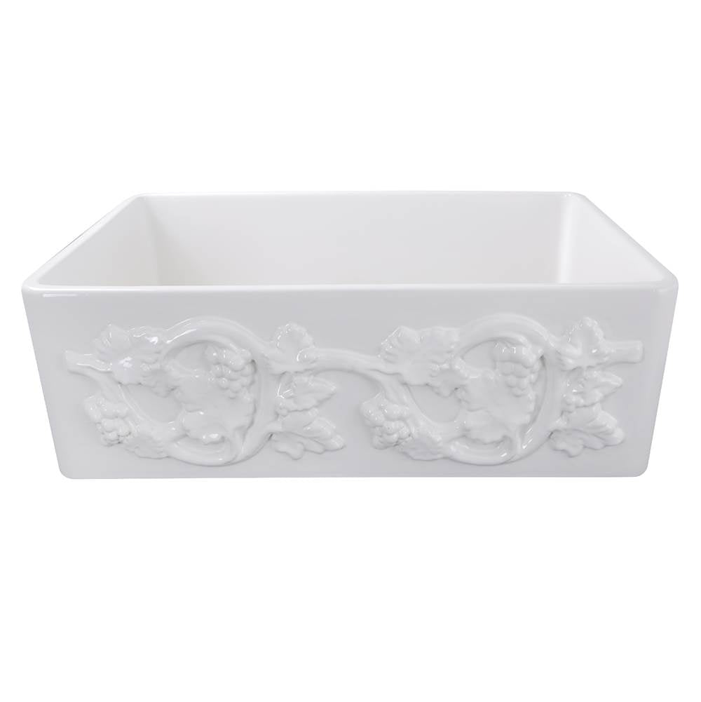 30-Inch Farmhouse Fireclay Sink with Grapes Apron