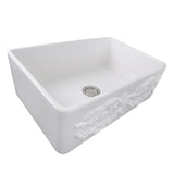 30-Inch Farmhouse Fireclay Sink with Grapes Apron