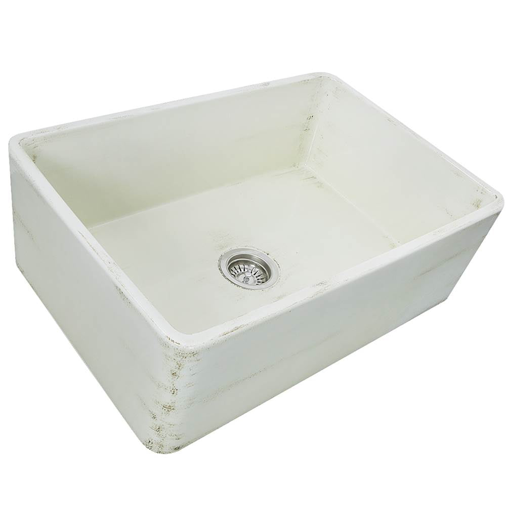 Nantucket Sinks - 30-Inch Farmhouse Fireclay Sink with Shabby Straw Finish - Shabby Straw