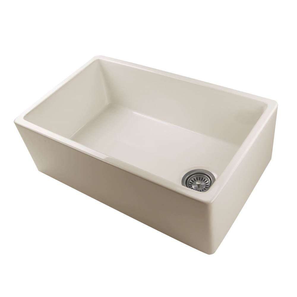 30 Inch Bisque Fireclay Farmhouse Kitchen Sink Offset Drain FCFS30B with Grid