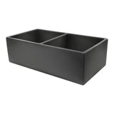 Nantucket Sinks - Double Bowl Farmhouse Fireclay Sink with Concrete Finish - Concrete