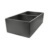 Double Bowl Farmhouse Fireclay Sink with Concrete Finish