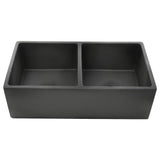 Double Bowl Farmhouse Fireclay Sink with Concrete Finish