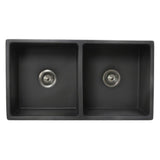 Double Bowl Farmhouse Fireclay Sink with Concrete Finish