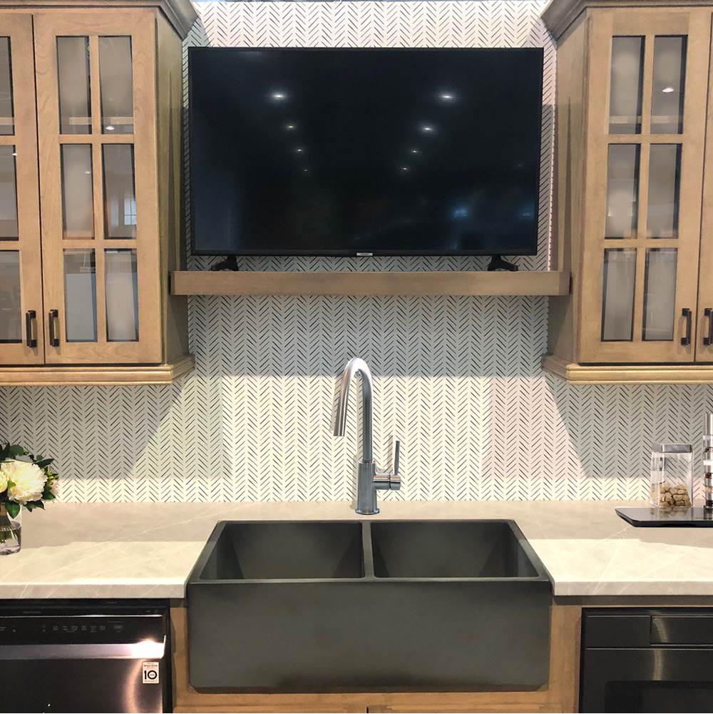 Double Bowl Farmhouse Fireclay Sink with Concrete Finish