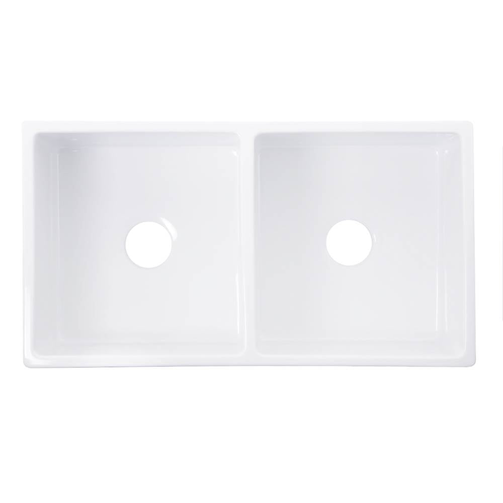 Double Bowl Farmhouse Fireclay Sink with Concrete Finish