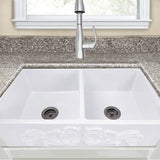 Double Bowl Farmhouse Fireclay Sink with Concrete Finish