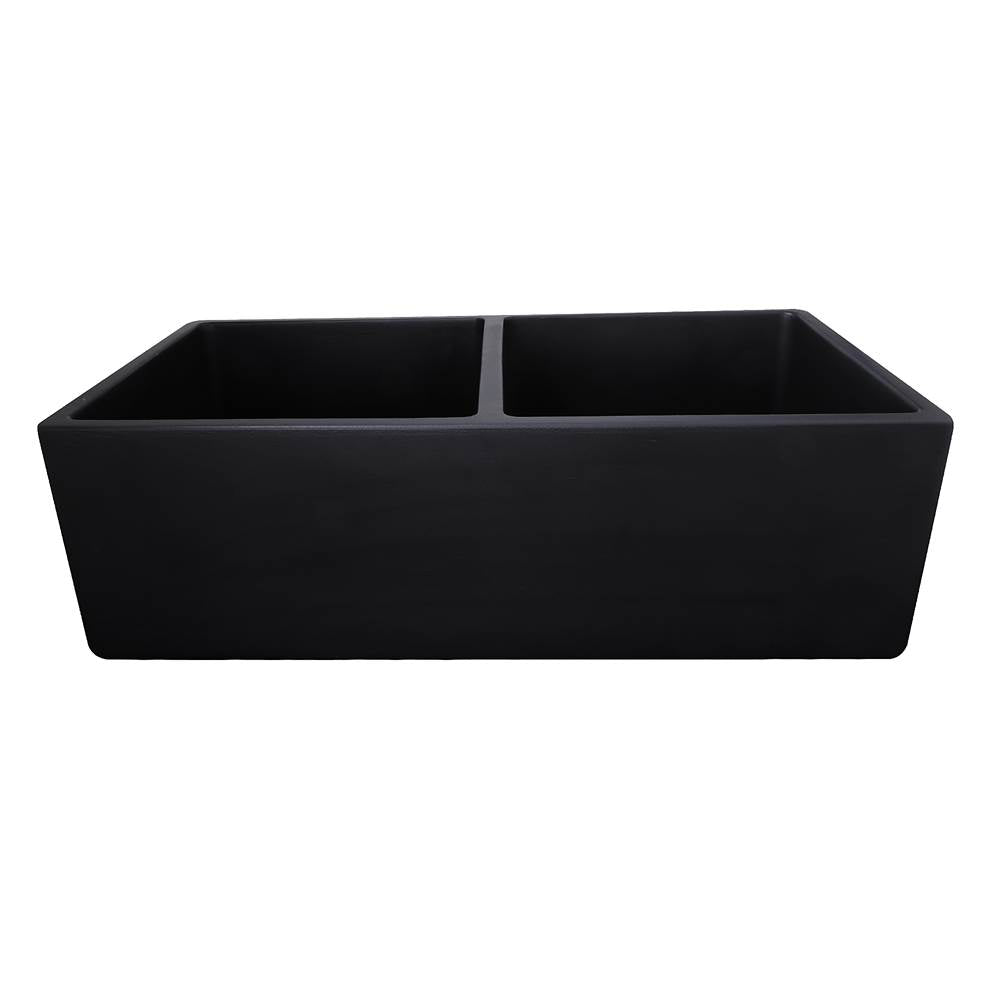 Nantucket Sinks - Double Bowl Farmhouse Fireclay Sink with Matte Black Finish - Matte Black